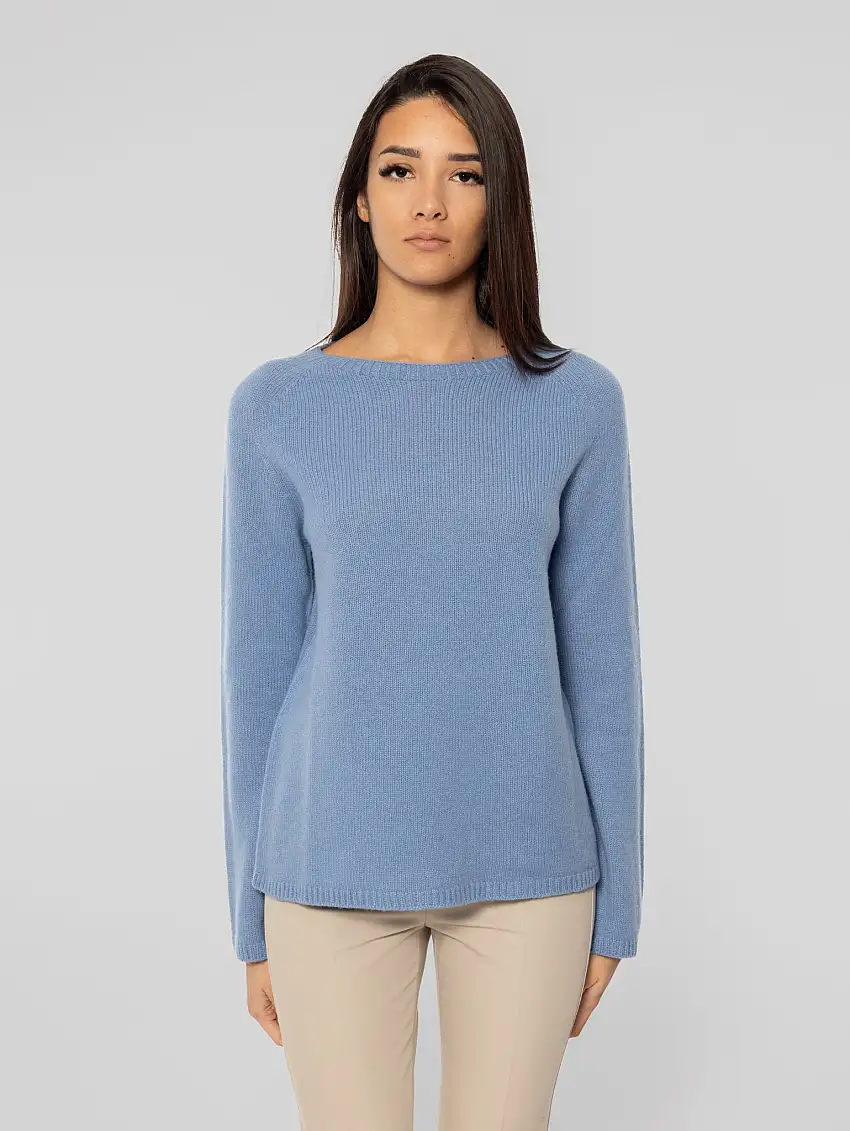 Maglia Girocollo in Lana e Cashmere Georg Celeste