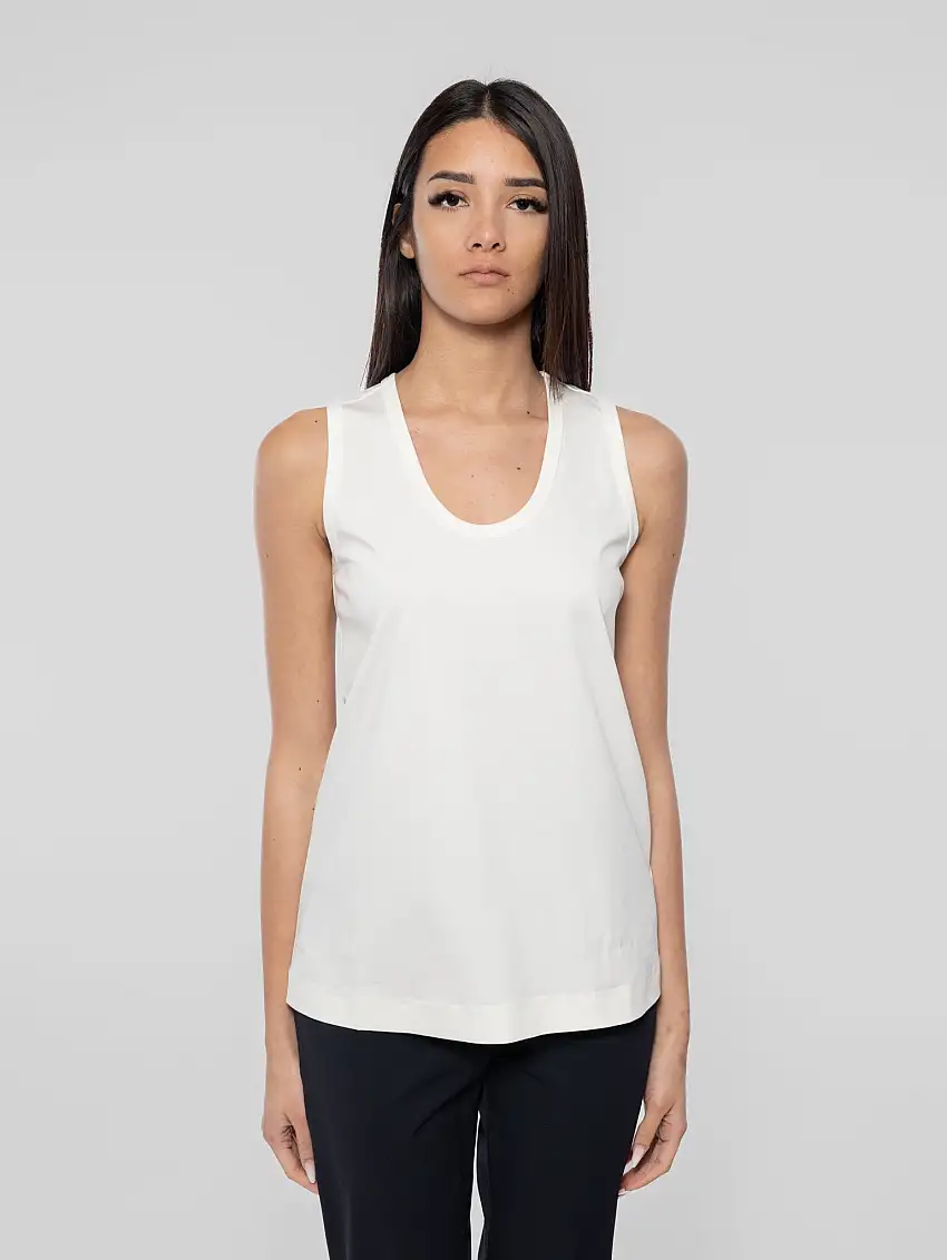 Canotta in Jersey Interlock Bianco