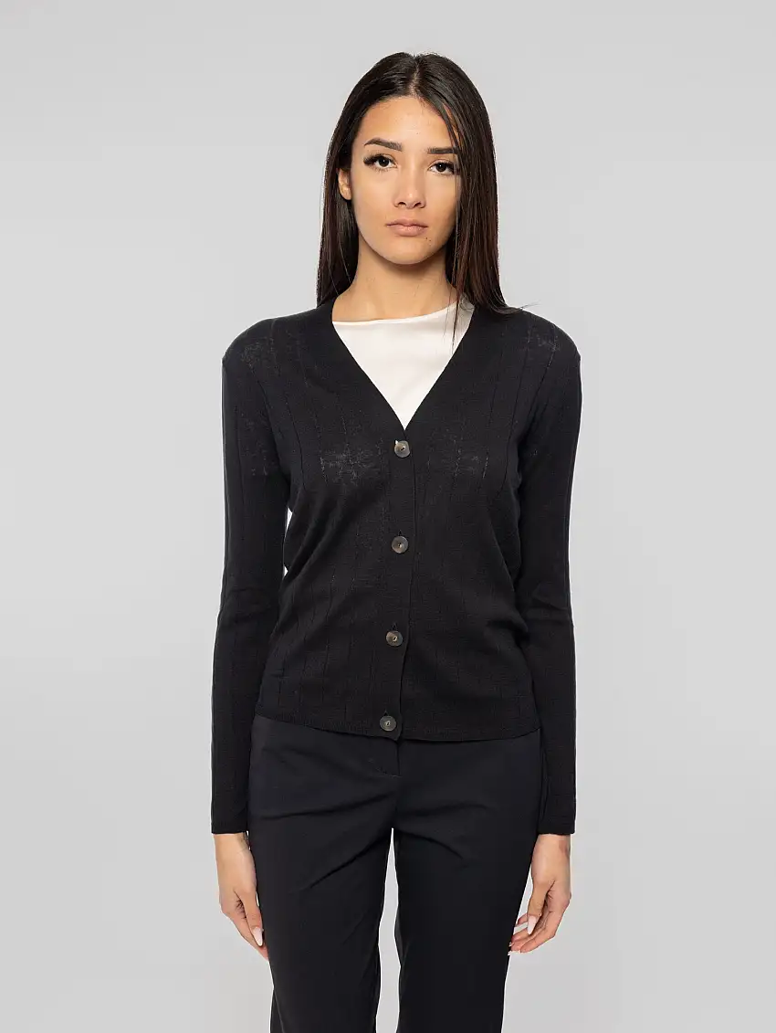 Cardigan in Seta e Cotone Fertile Blu