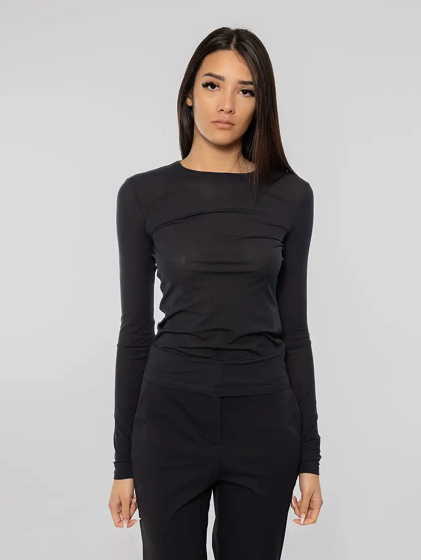 Blusa Slim Fit in Jersey Ubaldo Blu