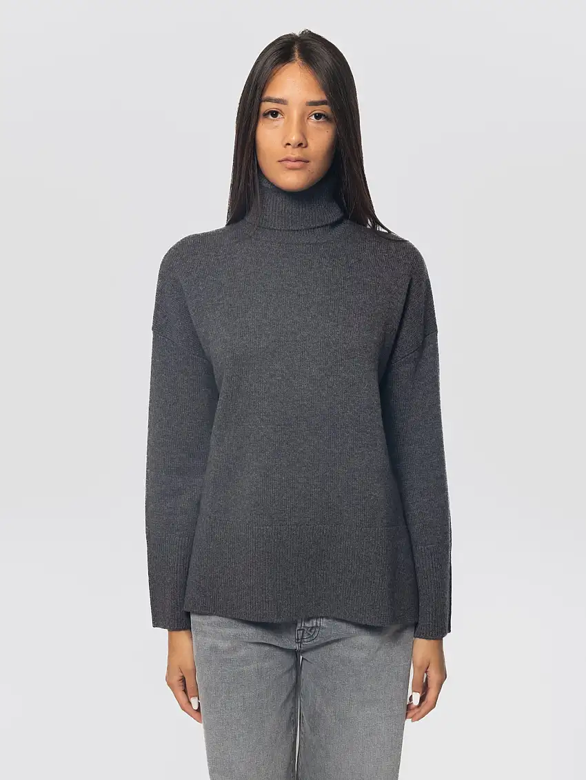 Maglia Collo Alto Oversize Grigio Scuro