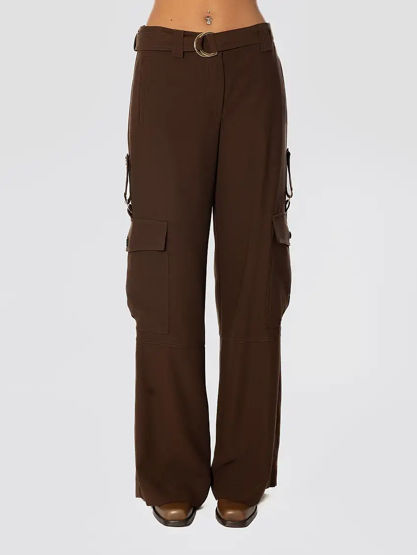 Pantaloni Cargo con Fibbie Marroni