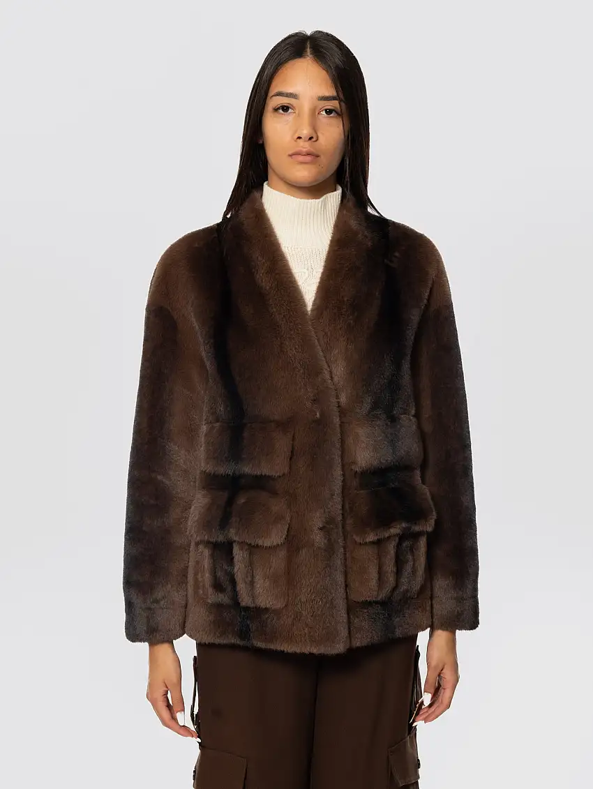 Caban in Pelliccia Ecologica Moro