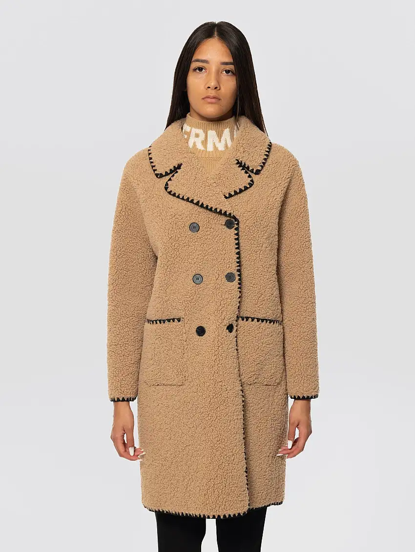 Cappotto in Montone Ecologico Doppiopetto Cammello