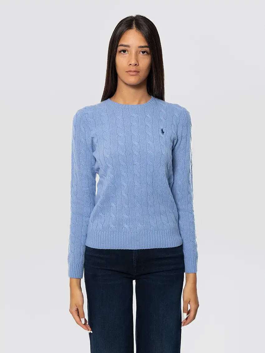 Maglia in Misto Cashmere Celeste