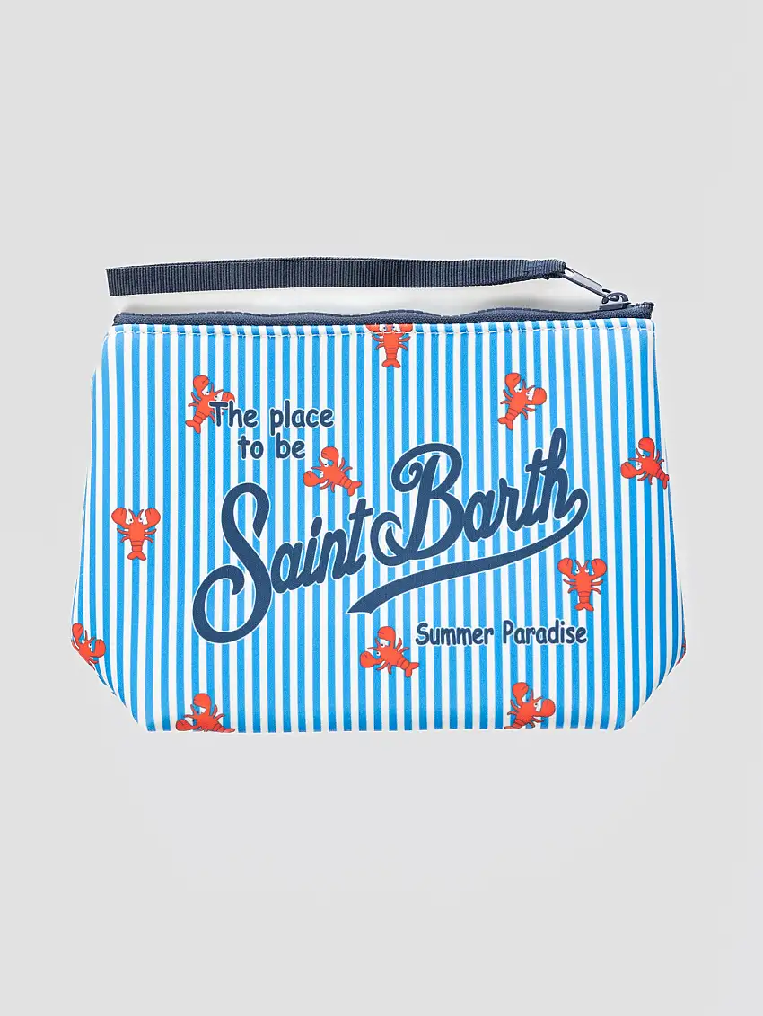 Pochette in Neoprene a Righe con Aragoste Blu
