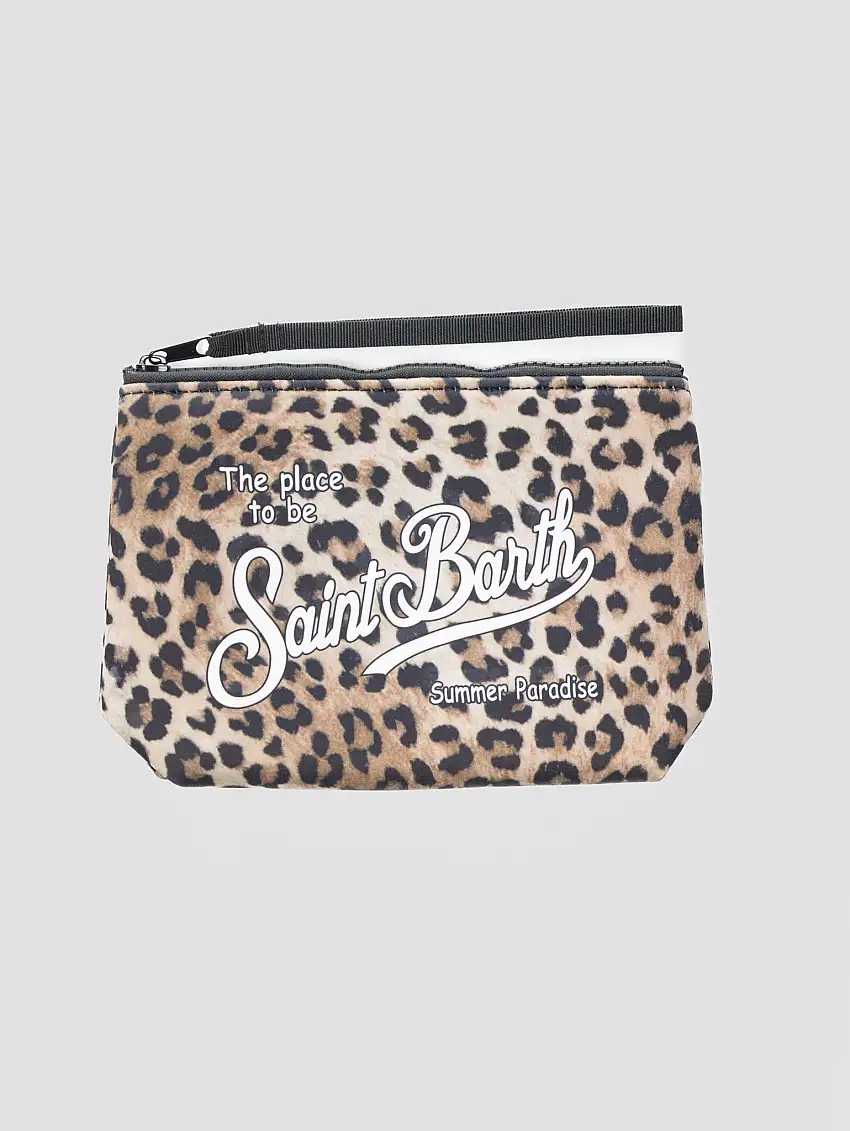 Pochette in Neoprene Scuba Animalier Marrone