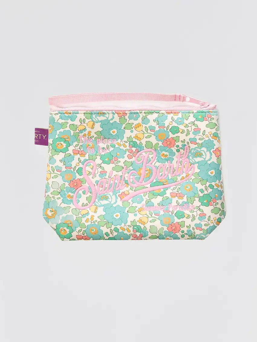 Pochette in Neoprene Stampa Liberty Rosa