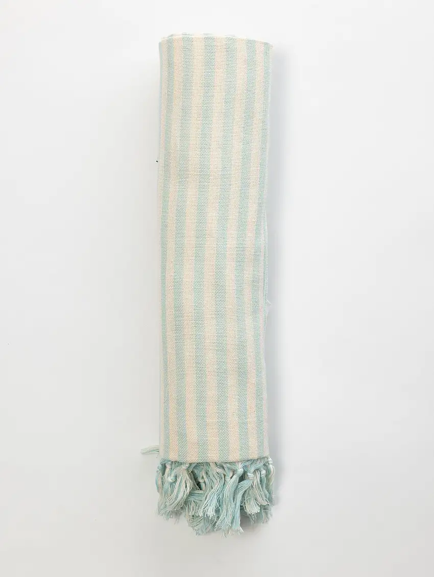 Telo da Mare a Righe Sottili Verde Salvia