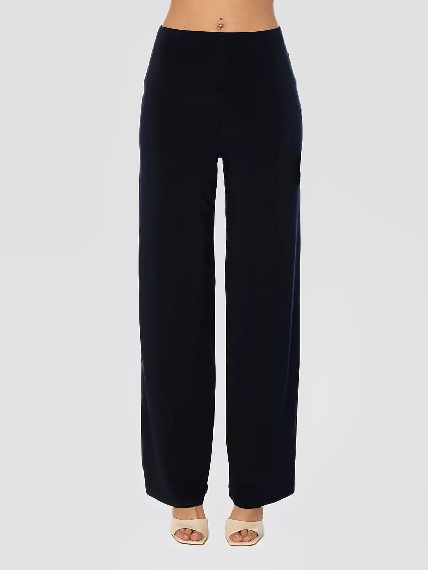 Pantaloni in Jersey Elasticizzato Vita Alta Blu