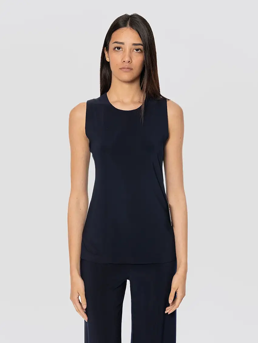 Top in Jersey Elasticizzato Blu