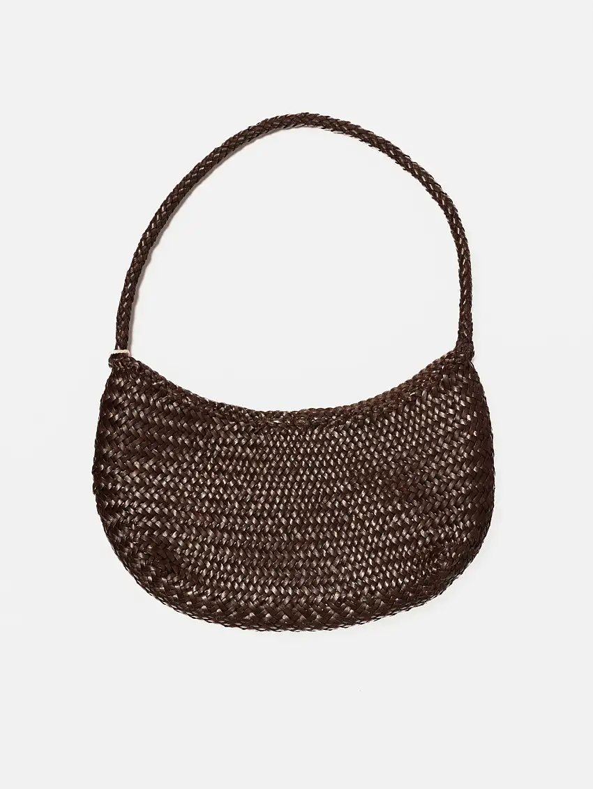 Borsa in Pelle Intrecciata Nova Luna Dark Brown