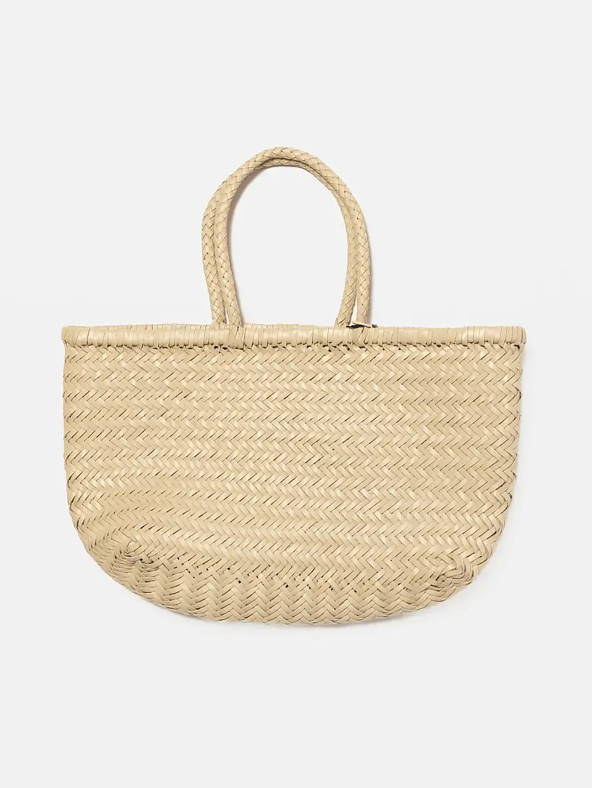 Borsa a Cestino Intrecciato Diagonalmente Bamboo Triple Jump Big Perla