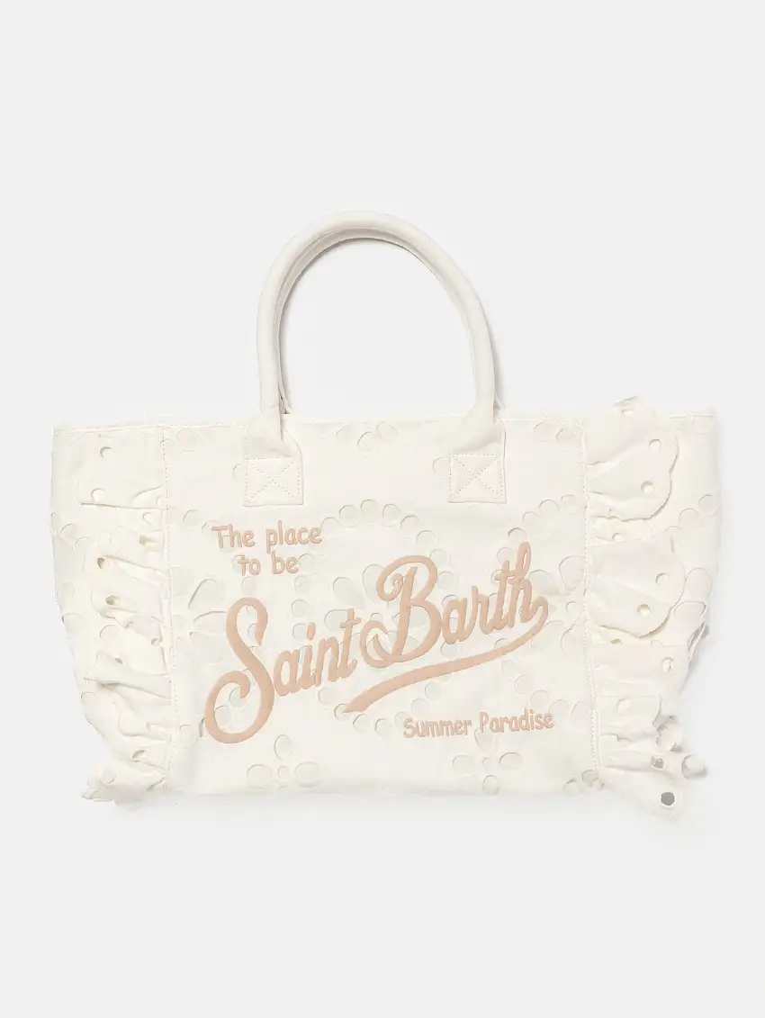 Borsa in Pizzo Sangallo con Volant Bianco