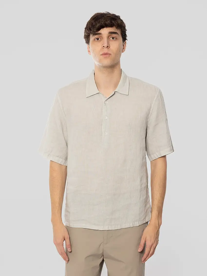 Camicia in Lino con Maniche Corte Mola Perla