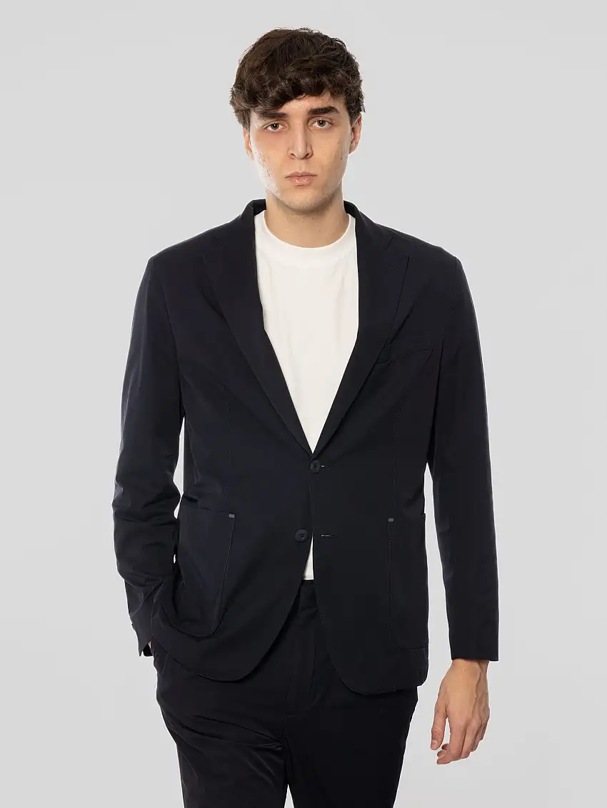 Giacca in Tessuto Tecnico Blu