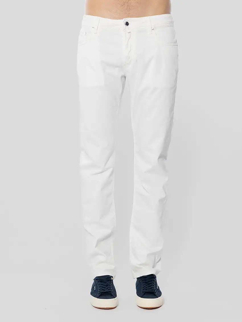 Pantaloni Ravello in Cotone Elasticizzato Bianco