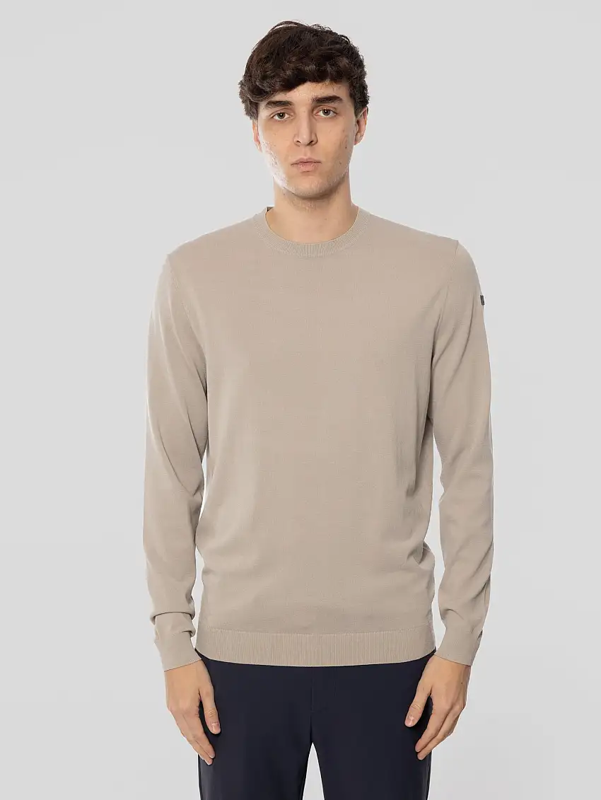 Maglia Girocollo in Filato Stretch Sabbia
