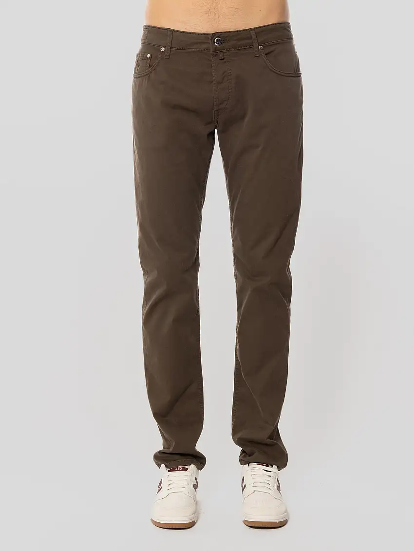 Pantaloni Ravello in Cotone Elasticizzato Testa di Moro