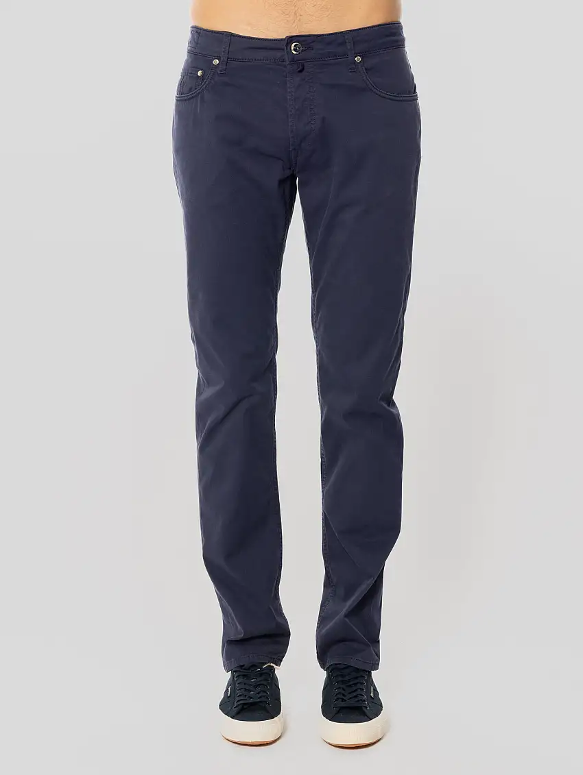 Pantaloni Ravello in Cotone Elasticizzato Blu Zaffiro