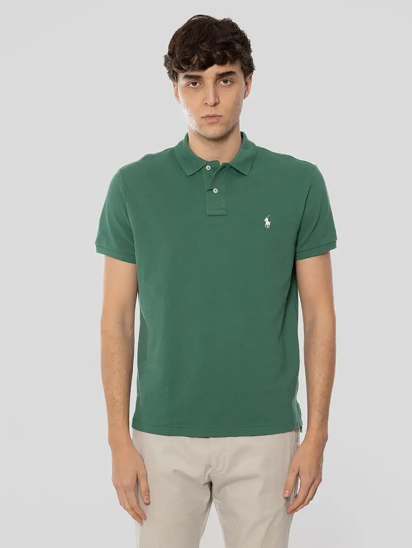 Polo Maniche Corte in Cotone Verde Antico