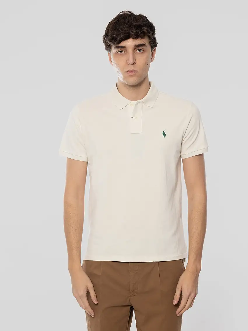 Polo Maniche Corte In Cotone Crema