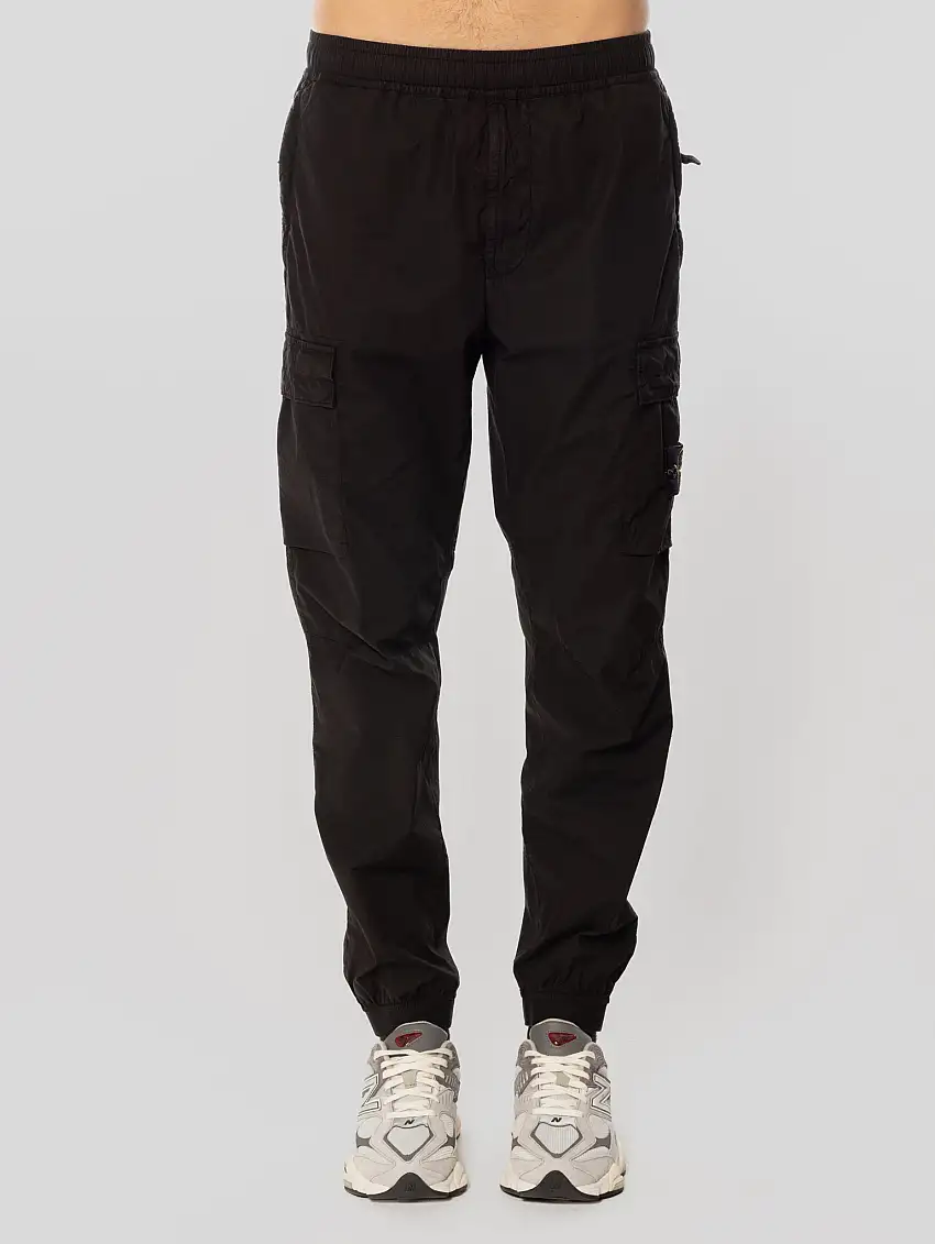 Pantaloni Cargo in Tela Parachute Stretch Nero
