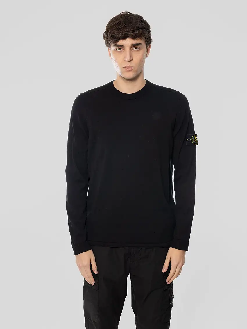 Maglia Girocollo in Cotone Grezzo Nero