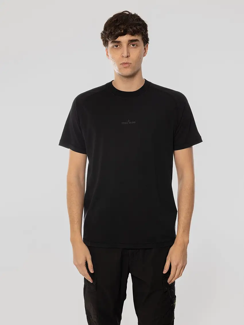 T-shirt Girocollo con Stampa Institutional One Nero