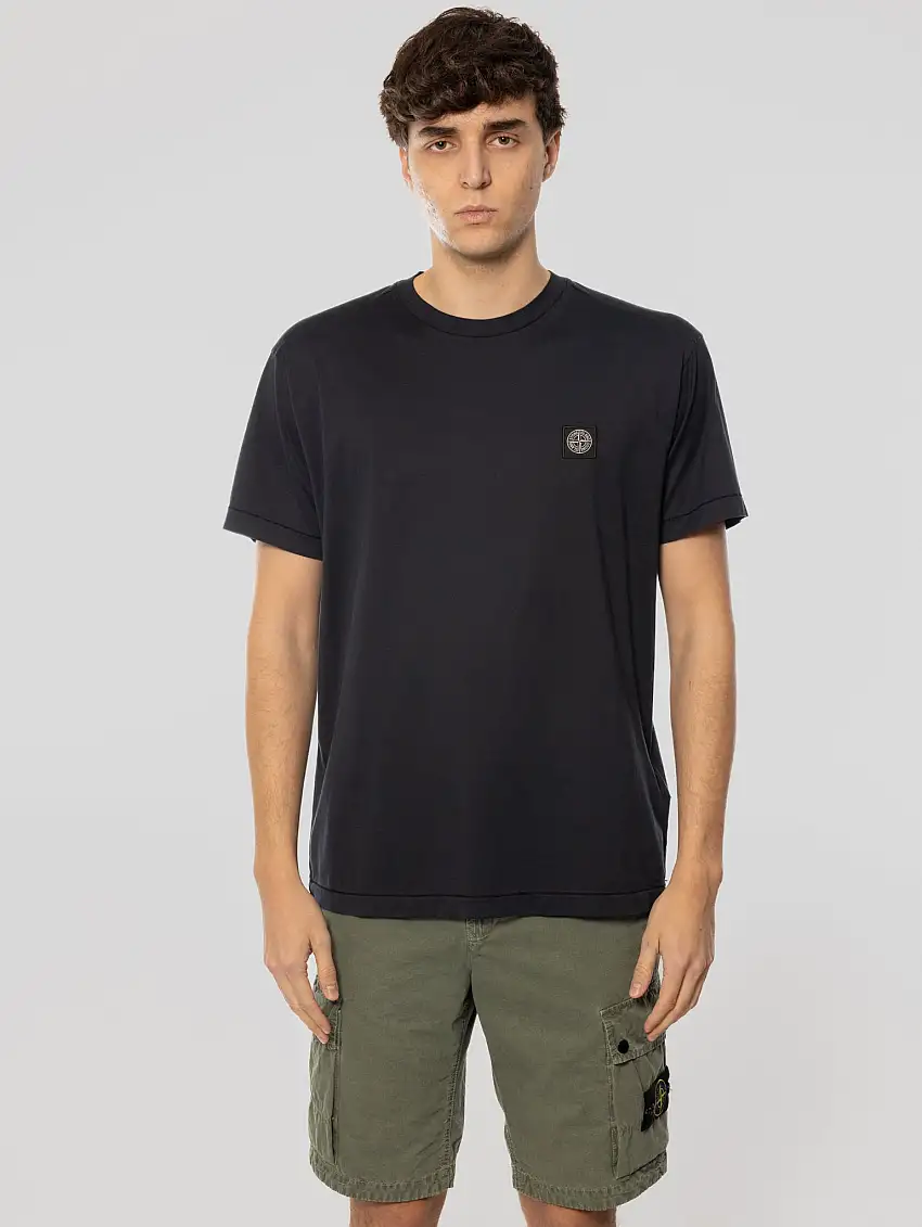 T-shirt in Jersey di Cotone Blu