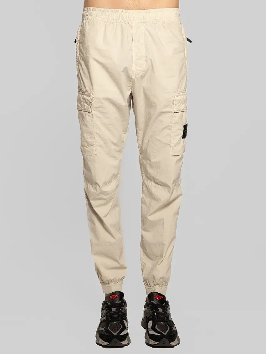 Pantaloni Cargo in Tela Parachute Stretch Sabbia