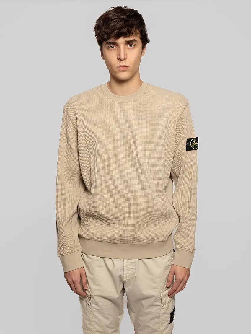 Felpa Girocollo a Nido d'Ape Deserto