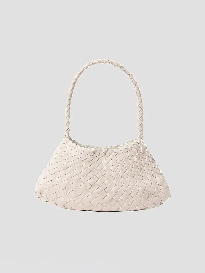 Borsa Baguette in Pelle Intrecciata Rosanna Mini Sabbia