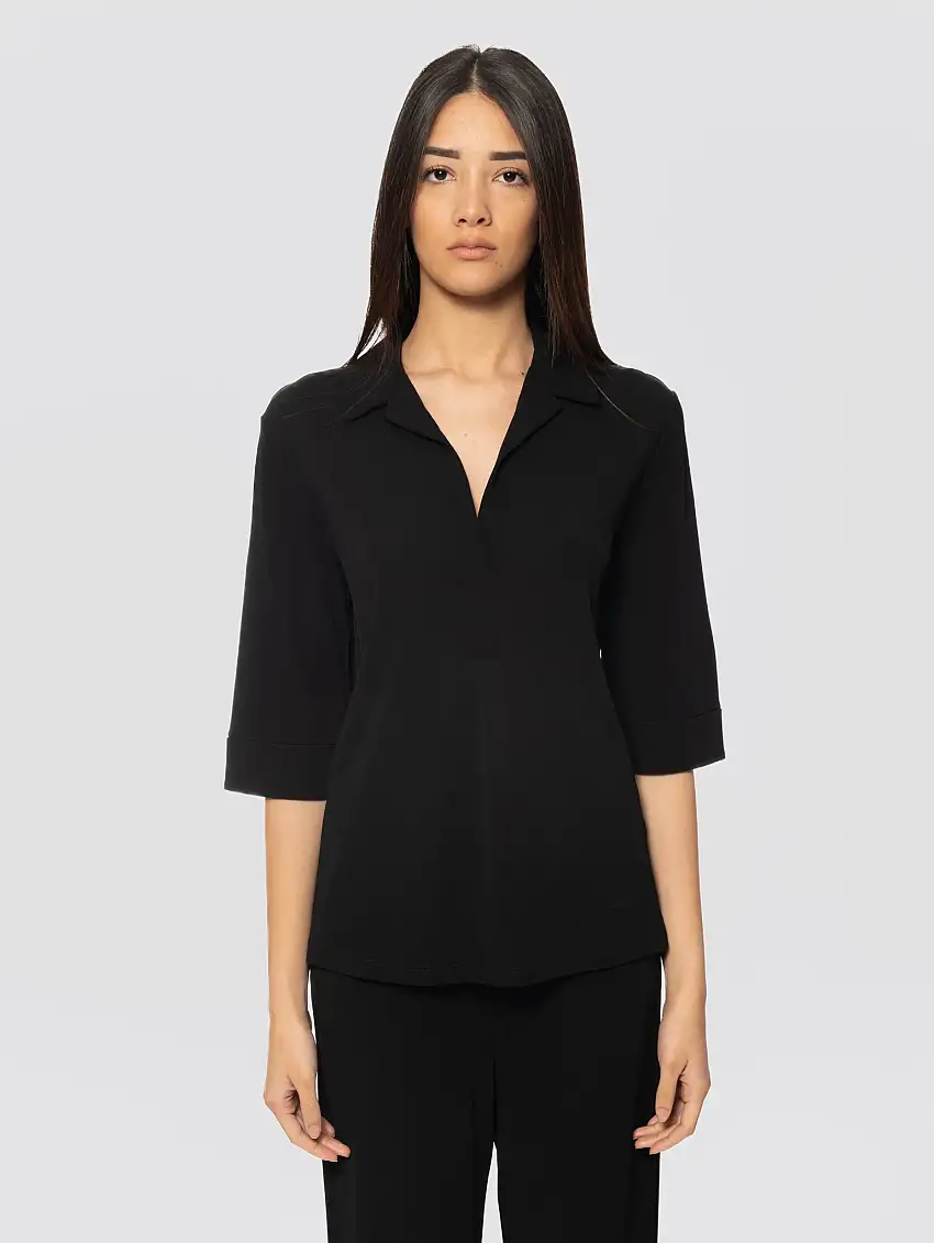 Blusa in Jersey Stretch Nero
