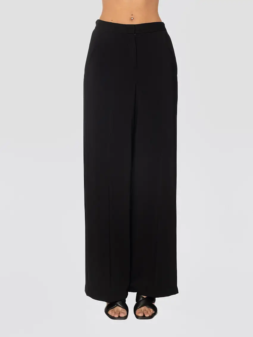 Pantaloni Palazzo in Cady Tecnico Nero