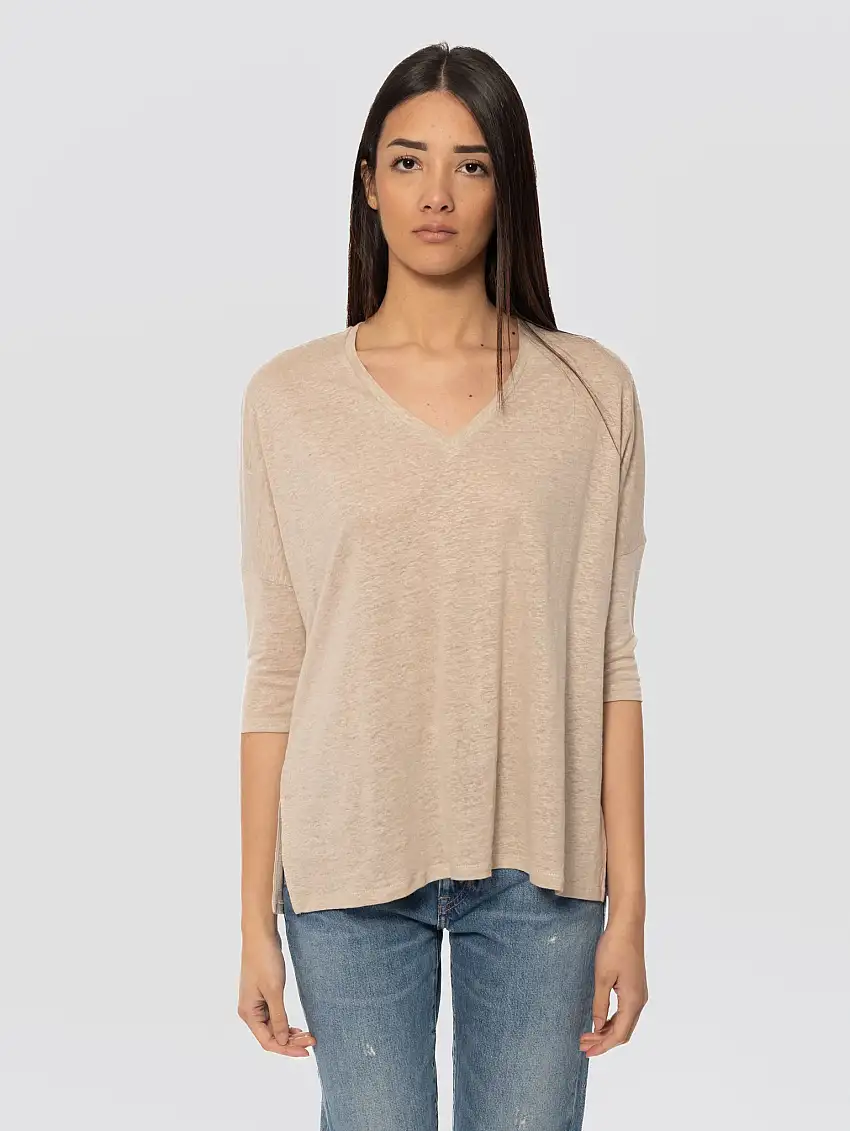 T-shirt Stile Poncho in Lino Emilie Naturale