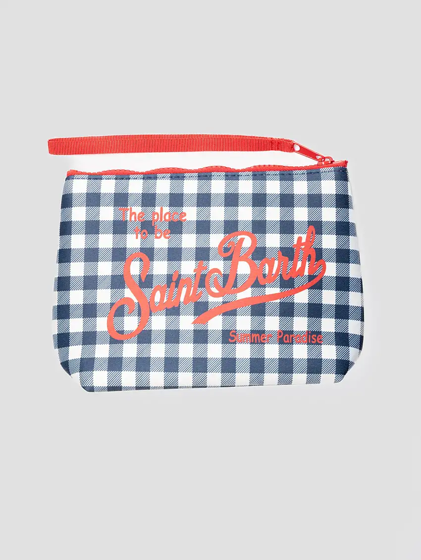 Pochette in Neoprene Vichy Blu/Rosso