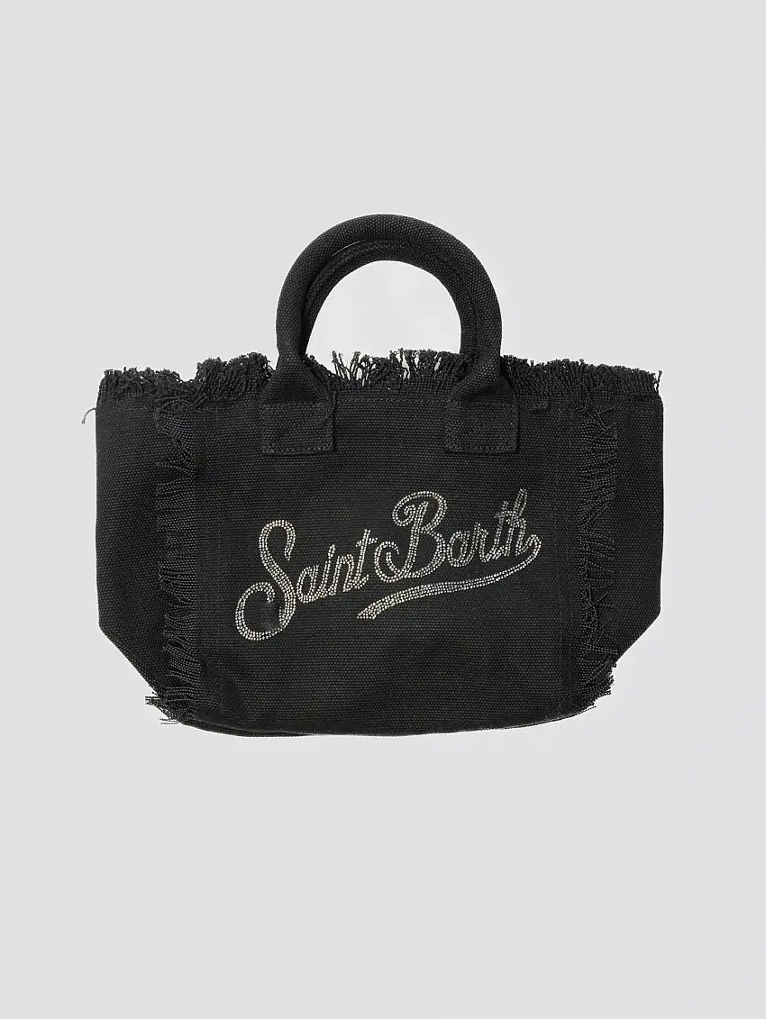 Borsa Colette in Canvas con Strass Nero