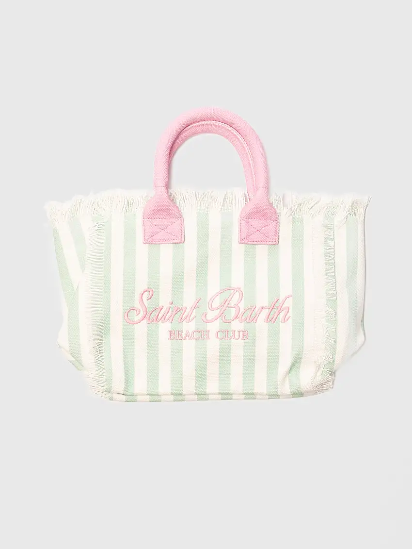 Borsa Colette in Canvas a Righe Verde/Bianco