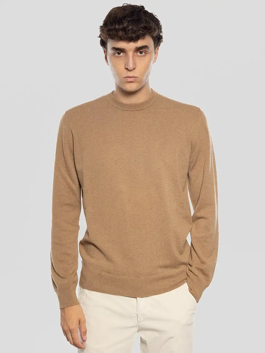 Maglia Girocollo in Lana Biscotto