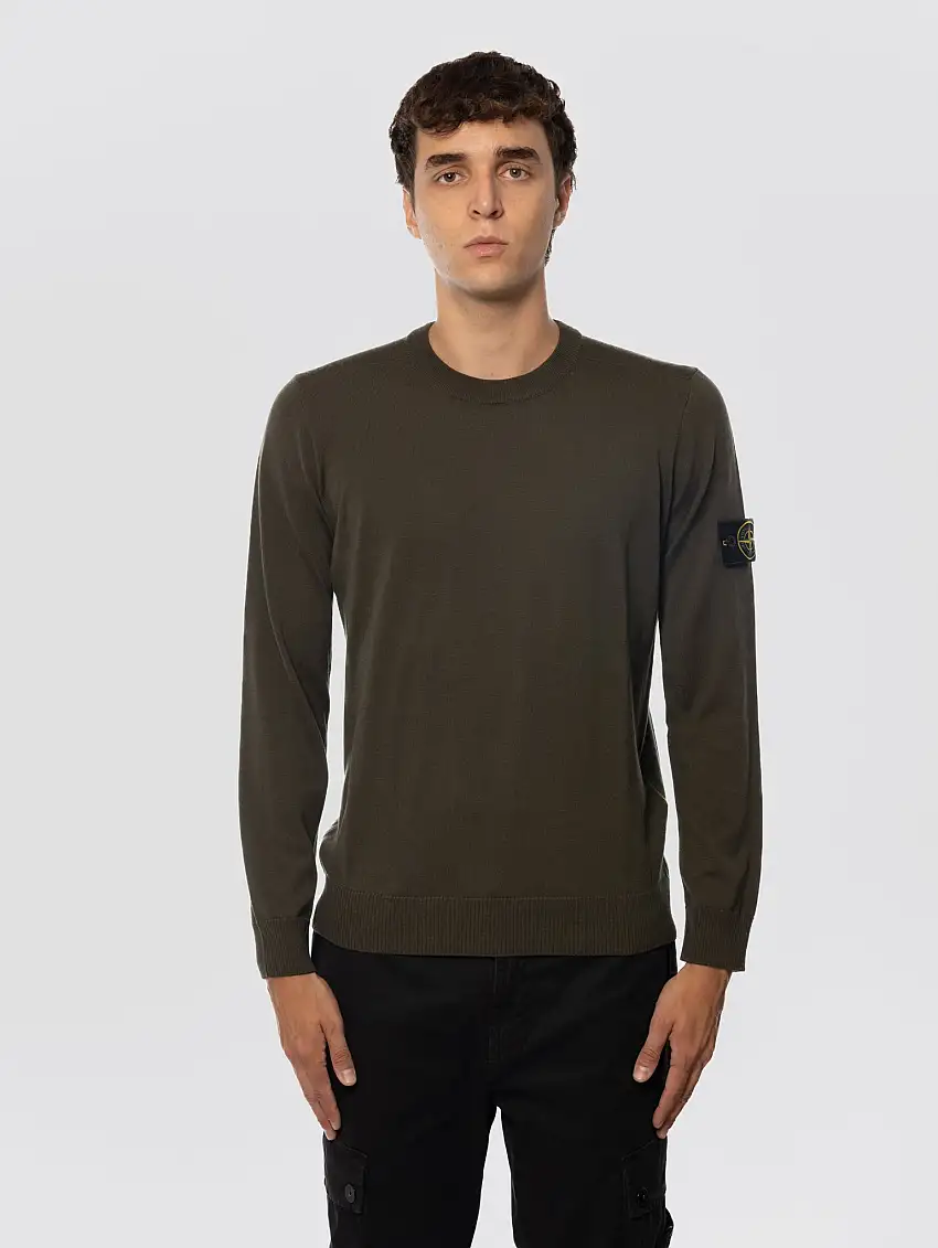 Maglione in Lana Finezza 14 Verde Militare