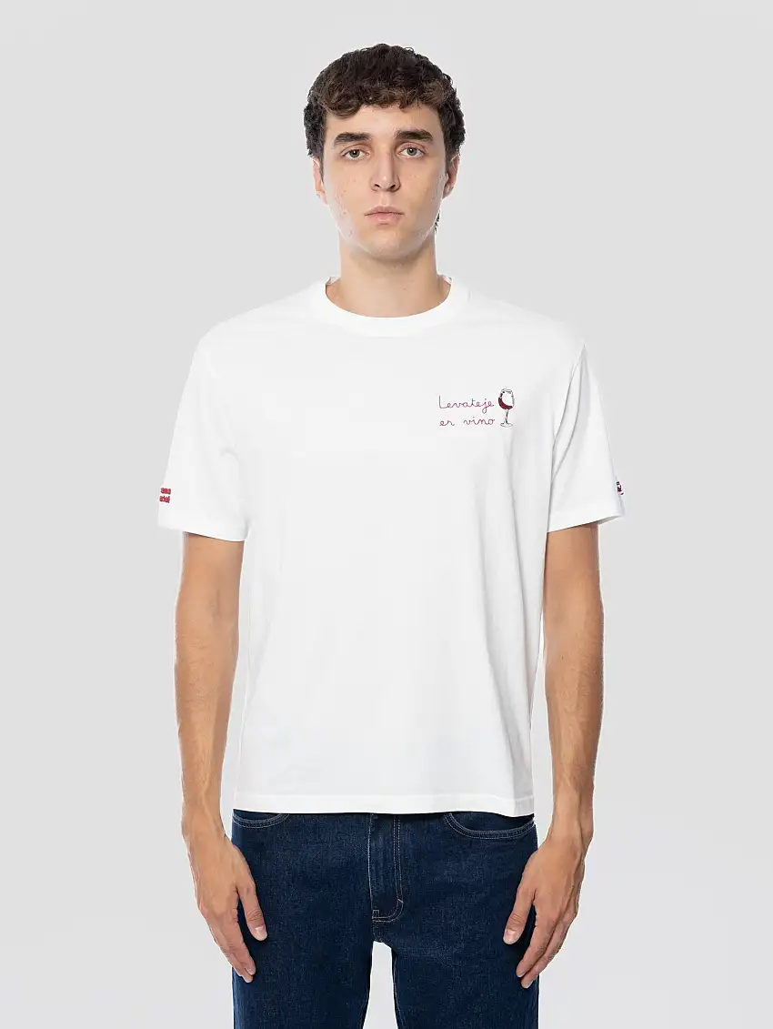 T-shirt con Ricamo Levateje Er Vino Bianco