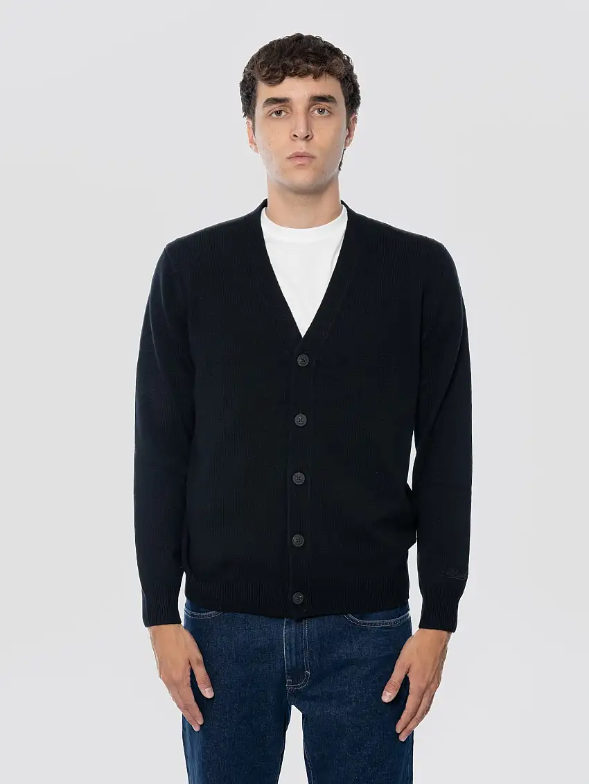 Cardigan in Lana Merinos Nero