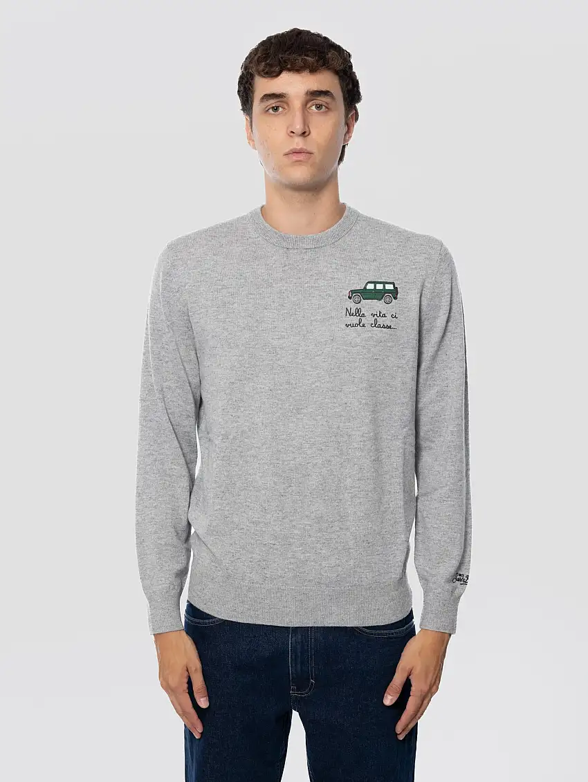 Maglione Girocollo Nella Vita Ci Vuole Classe Grigio