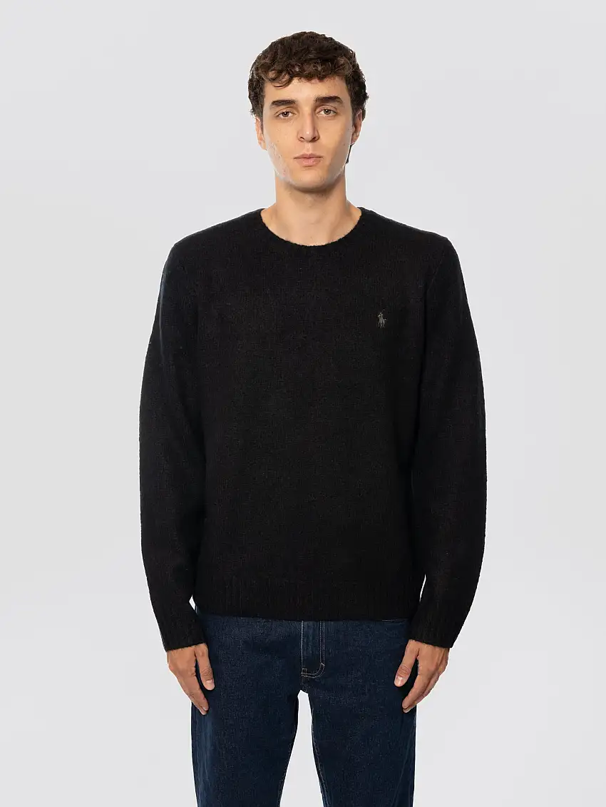 Maglia Girocollo in Soffice Misto Alpaca Nero