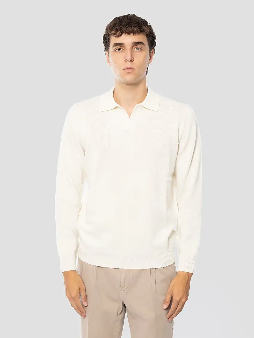 Polo in Lana Merinos Bianco