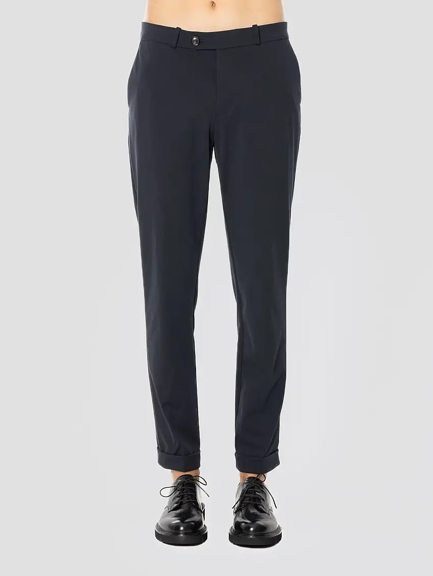 Pantaloni Chino in Tessuto Soft Blu Scuro