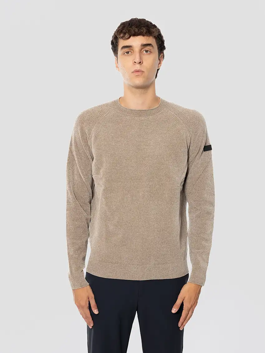 Maglione Girocollo in Ciniglia Tabacco