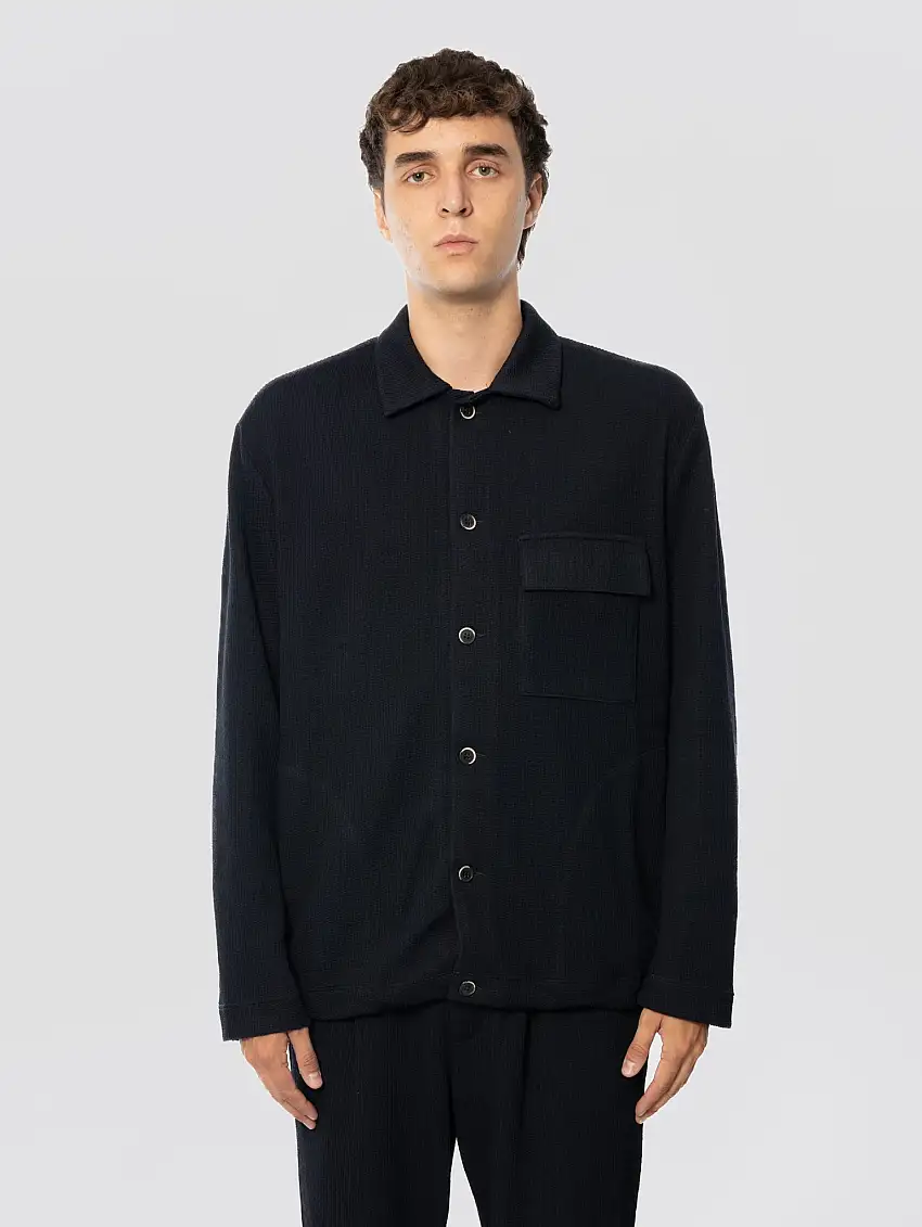 Overshirt in Jersey di Lana a Coste Begolo Blu