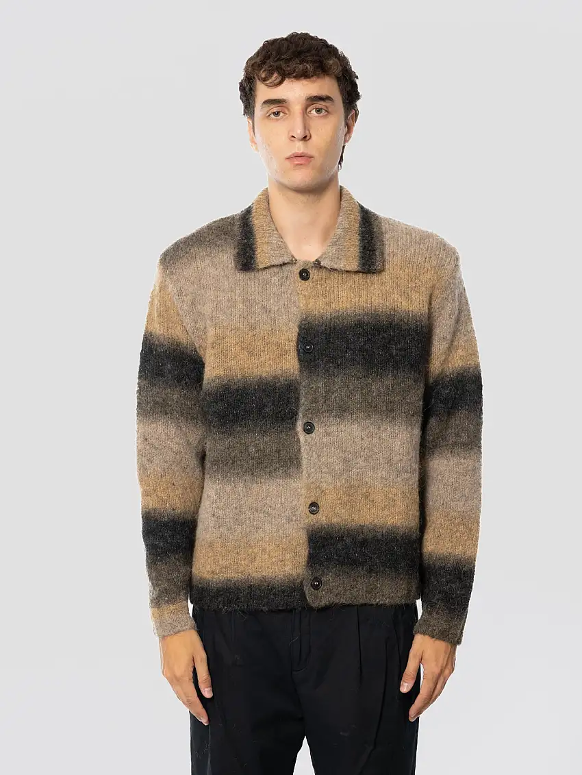 Cardigan di Alpaca Punto Jersey Khaki